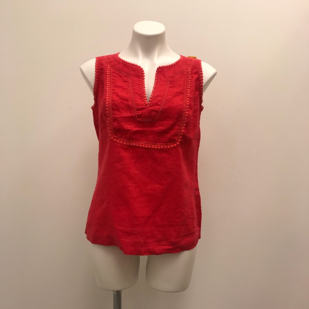 Boden Size 6 Pom Pom Lined Linen Blouse